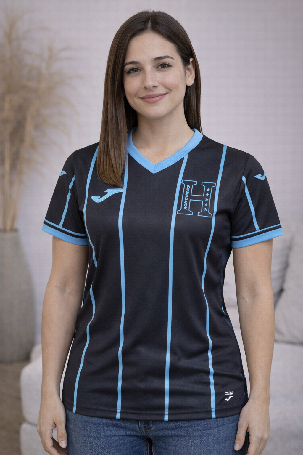 Camiseta deportiva de Honduras - negra con Azul rayada