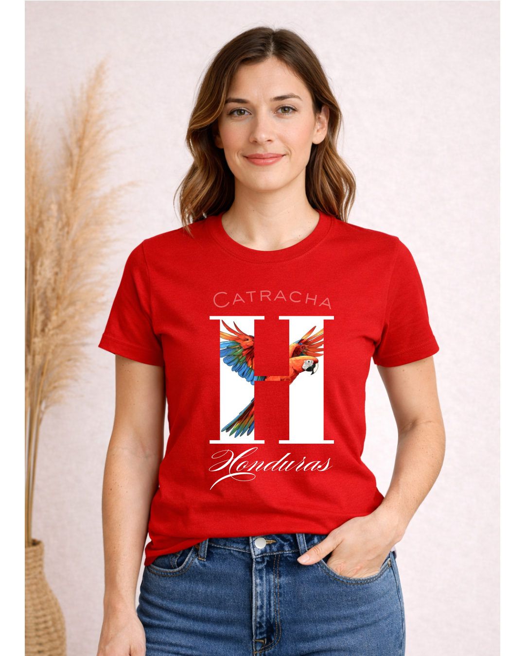 Camiseta manga corta de algodón unisex - Honduras guara roja