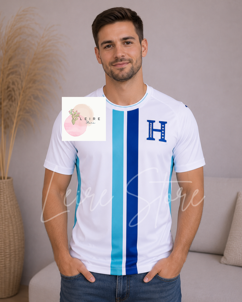 Camiseta deportiva de Honduras NUEVA - Blanco con 2 rayas azules