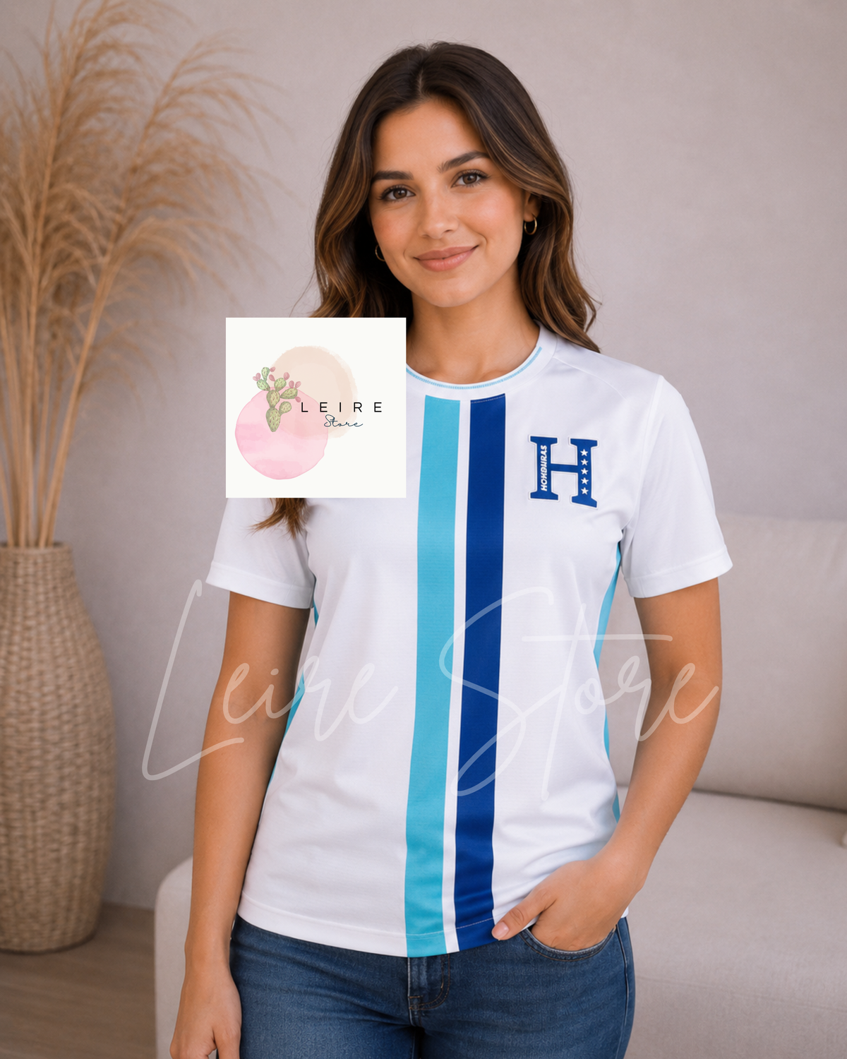 Camiseta deportiva de Honduras NUEVA - Blanco con 2 rayas azules